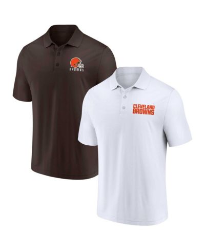 Мужской набор из 2-х поло рубашек Fanatics White, Brown Cleveland Browns Lockup