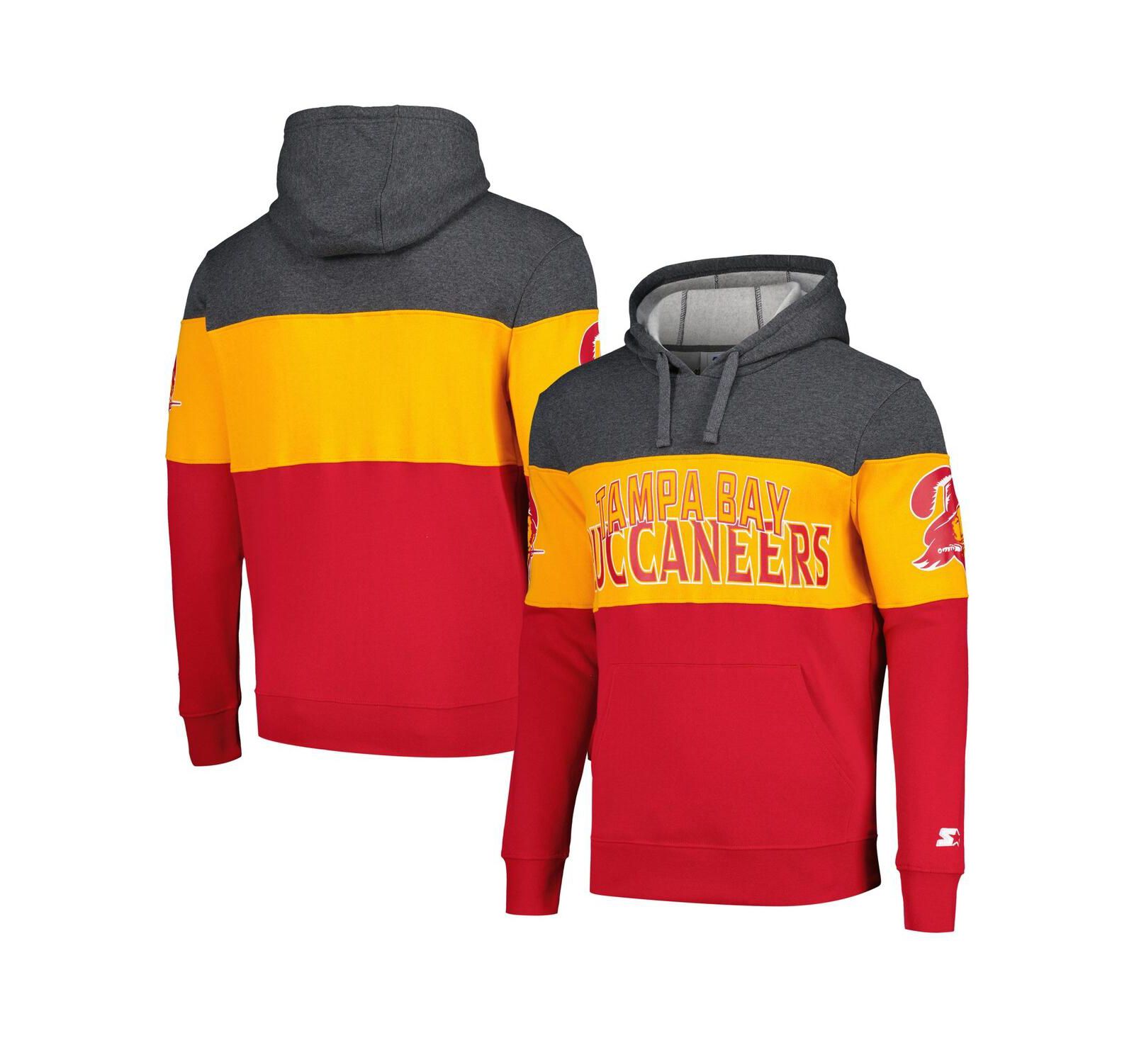 Men's Starter Red, Orange Distressed Tampa Bay Buccaneers Extreme Pullover Hoodie