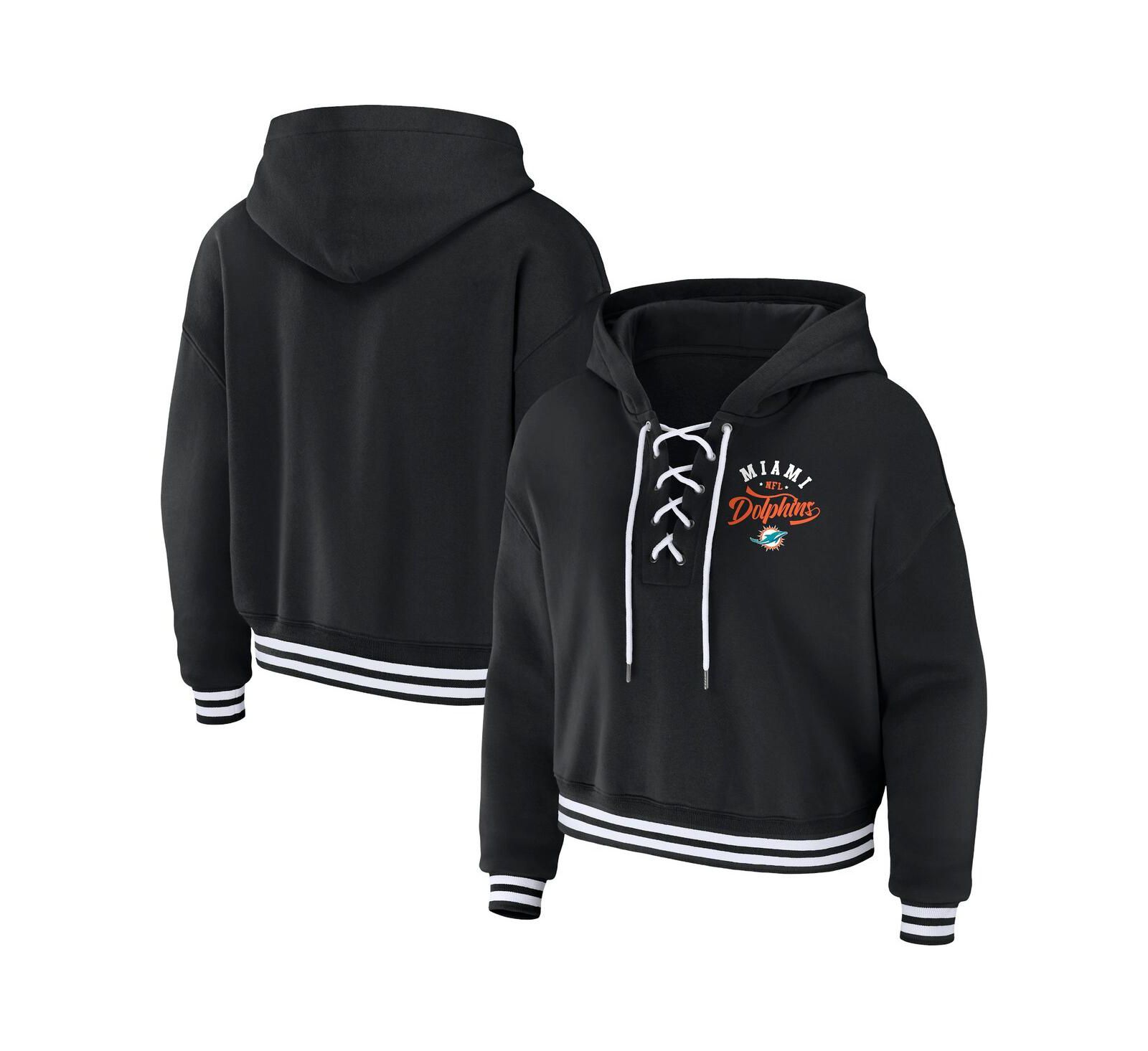 Женская толстовка WEAR by Erin Andrews Black Miami Dolphins с завязками