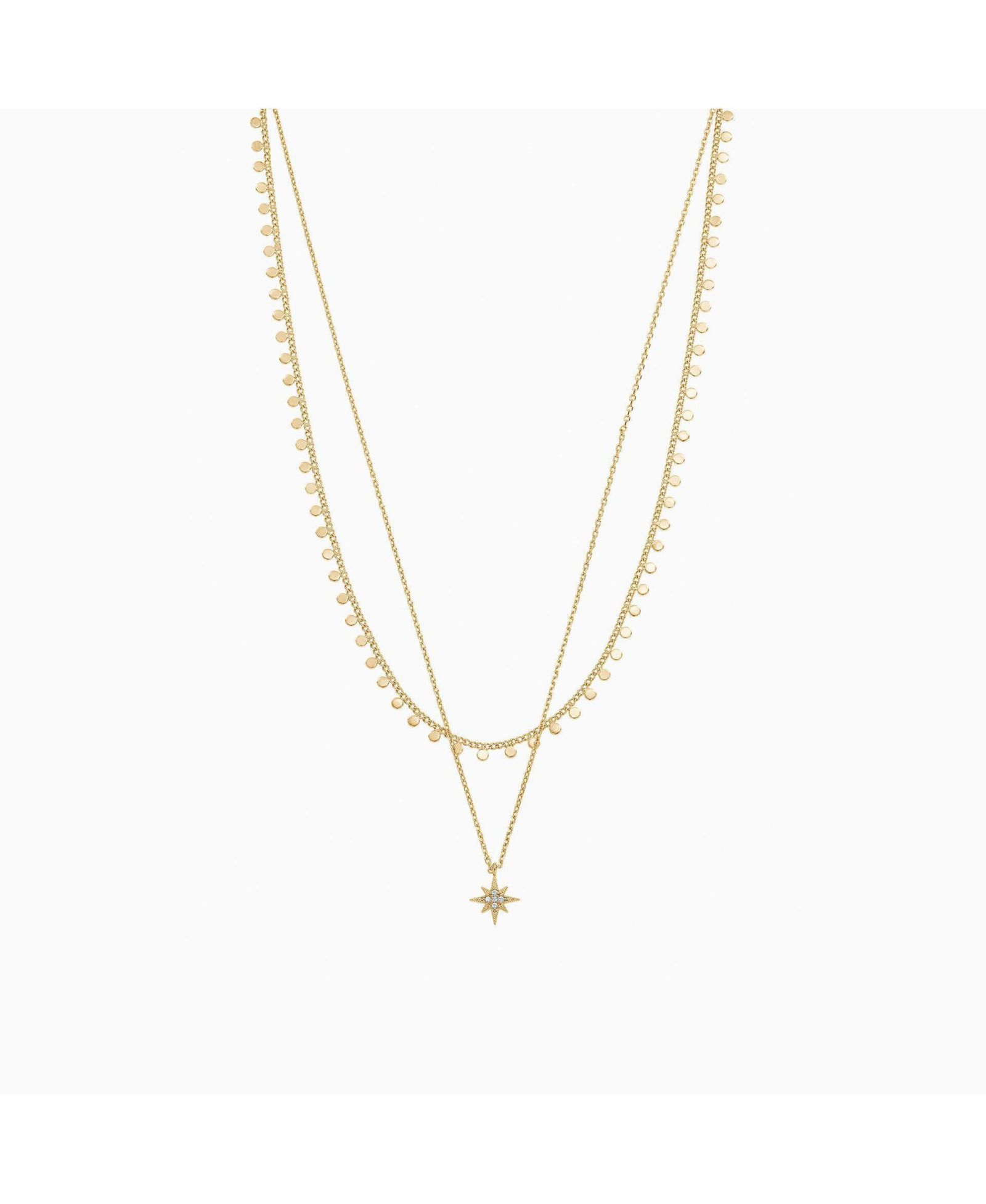 14k Gold Plated North Star Layered Necklace Celestial Statement Jewelry