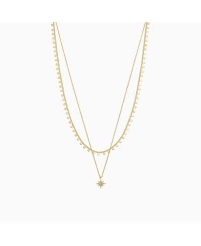 14k Gold Plated North Star Layered Necklace Celestial Statement Jewelry