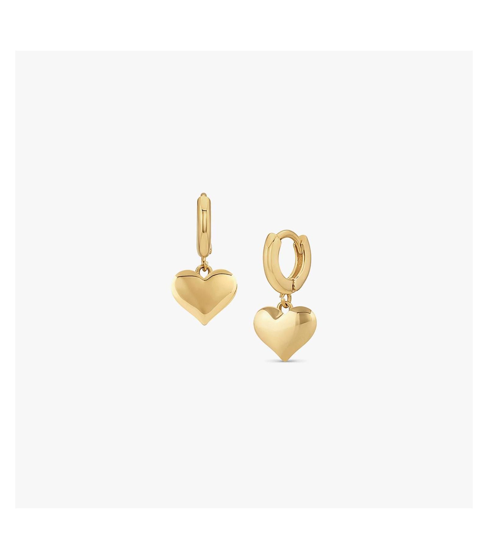 Серьги-кольцо Bearfruit Jewelry с подвесками в форме сердца, позолоченное золото 14k