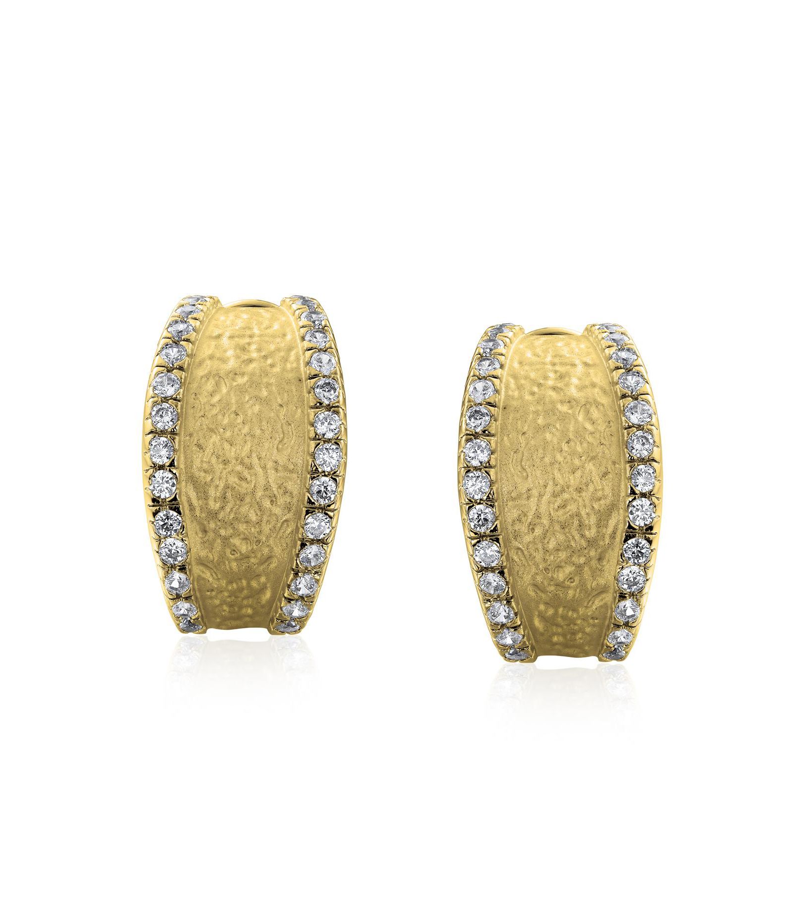 Серьги-полукольца Bling Jewelry с матовой молотой текстурой, инкрустированные фианитами, позолоченные