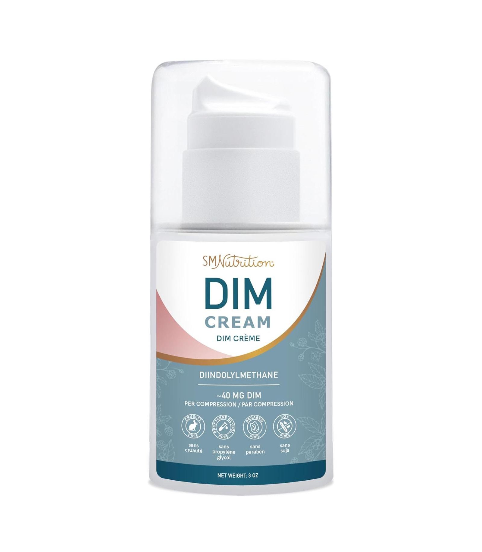 Крем-добавка DIM Cream Supplement для баланса гормонов у женщин, поддержка эстрогена, менопаузы и гормонального акне | 40mg Per Serving | Soy-Free | 3oz