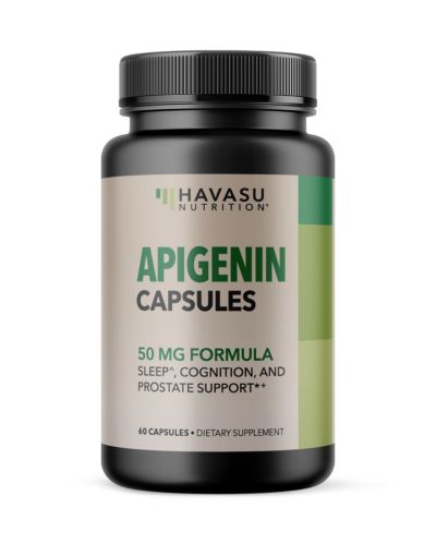Apigenin 50mg Supplement for Sleep Aid, Cognition & Relaxation without Melatonin | Andrew Huberman Sleep Cocktail Stack | Bonus Support for Natural Prostate Health in Men | 60 Non-GMO  Capsules