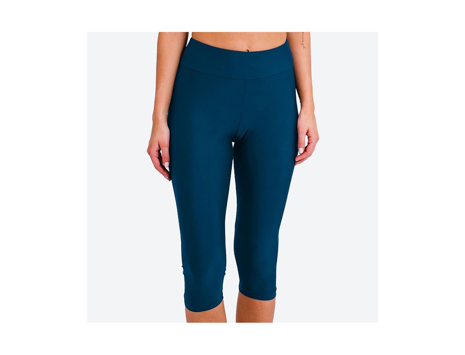 Calypsa Women's High Waisted Chlorine Resistant Capri Swim Leggings