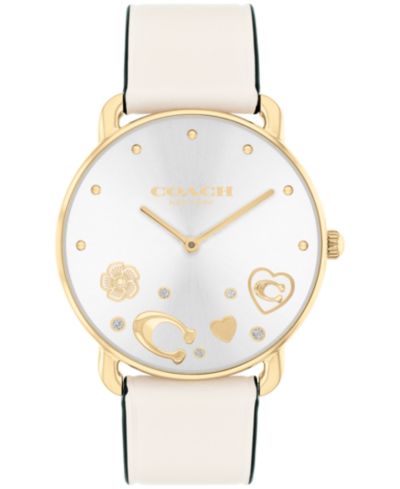 Часы COACH Women's Elliot Chalk Leather Strap 36mm