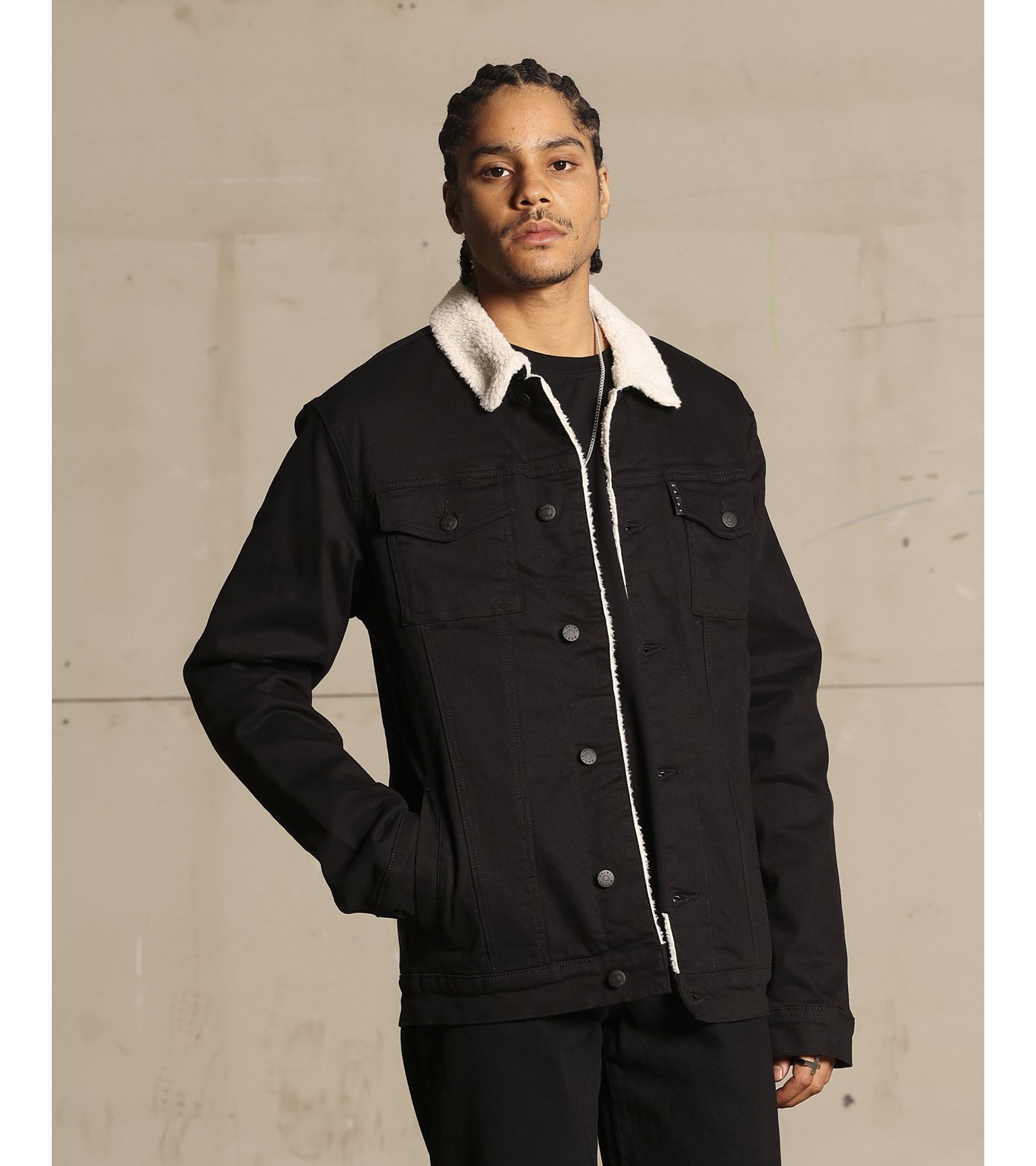 SAINT MORTA Men's Faux Sherpa Denim Jacket