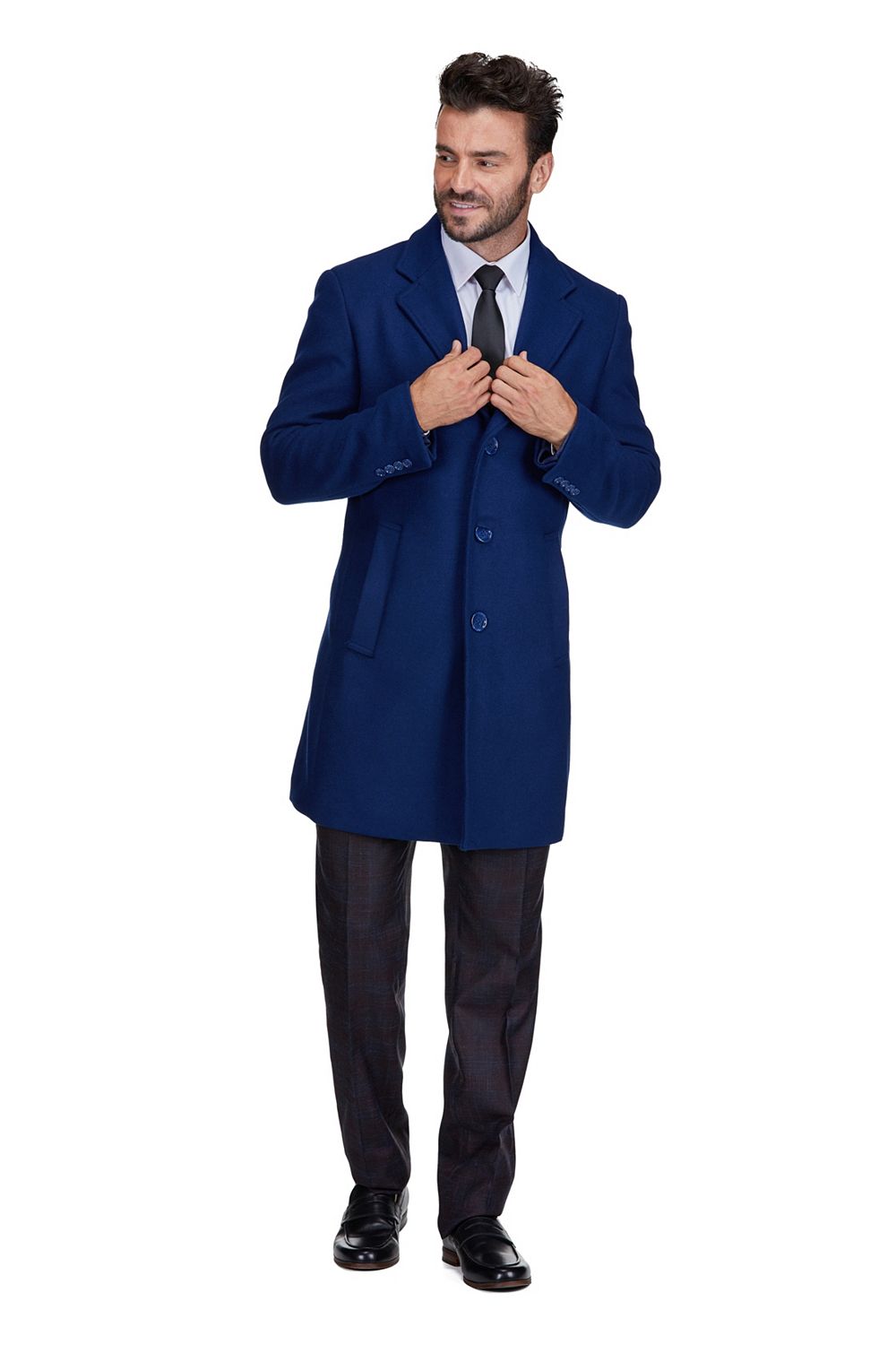 Braveman Men's Big & Tall  Tailored Wool Blend Notch Collar Wool Blend Walker Car Coat