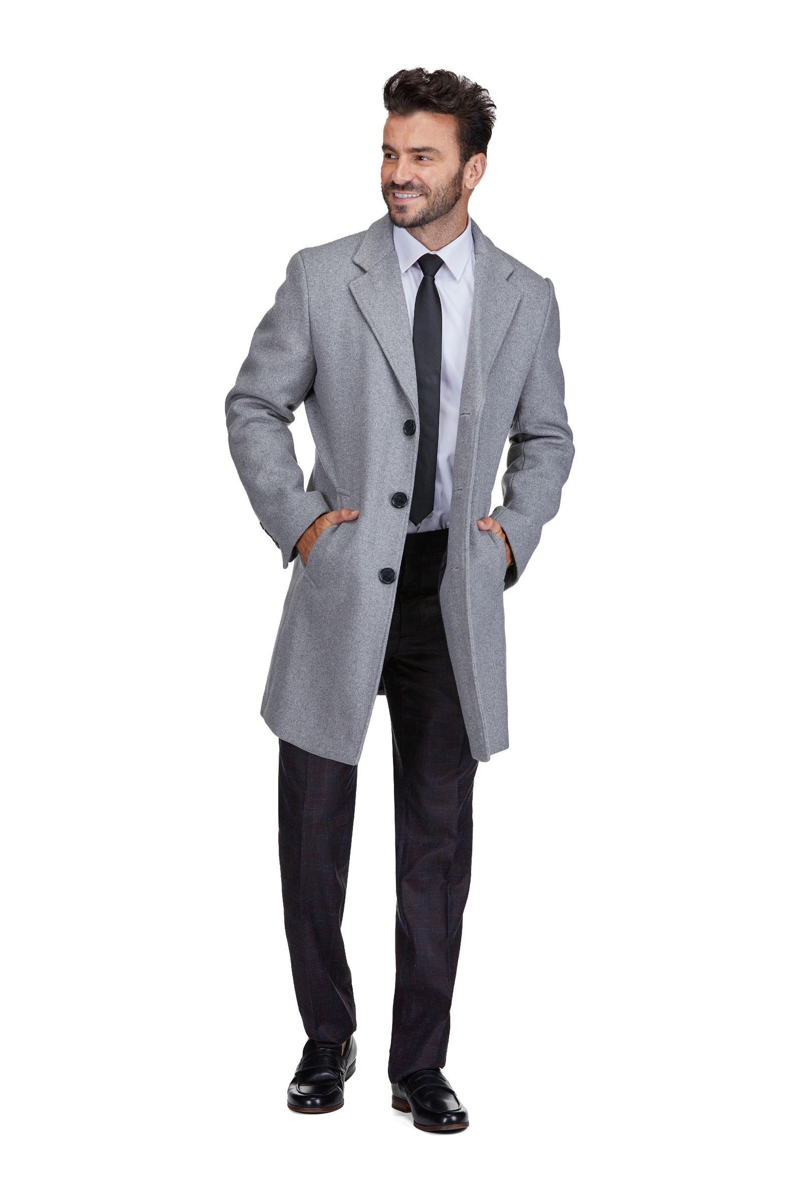 Braveman Men's Tailored Wool Blend Notch Collar Wool Blend Walker Car Coat