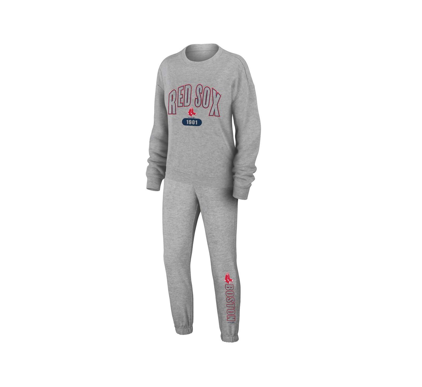 Women's WEAR by Erin Andrews Gray Boston Red Sox Knitted T-shirt and Pants Lounge Set
