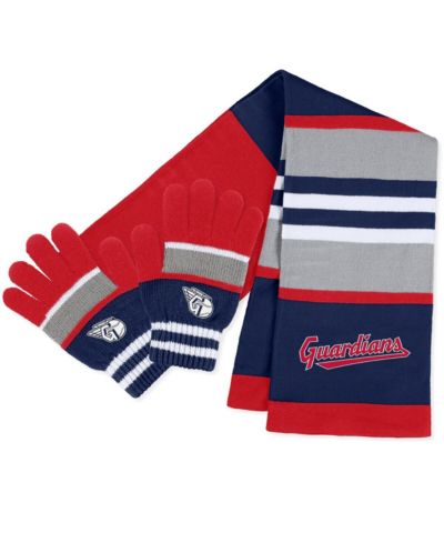 Women's WEAR by Erin Andrews Cleveland Guardians Stripe Glove and Scarf Set