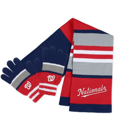 Women's WEAR by Erin Andrews Washington Nationals Stripe Glove and Scarf Set