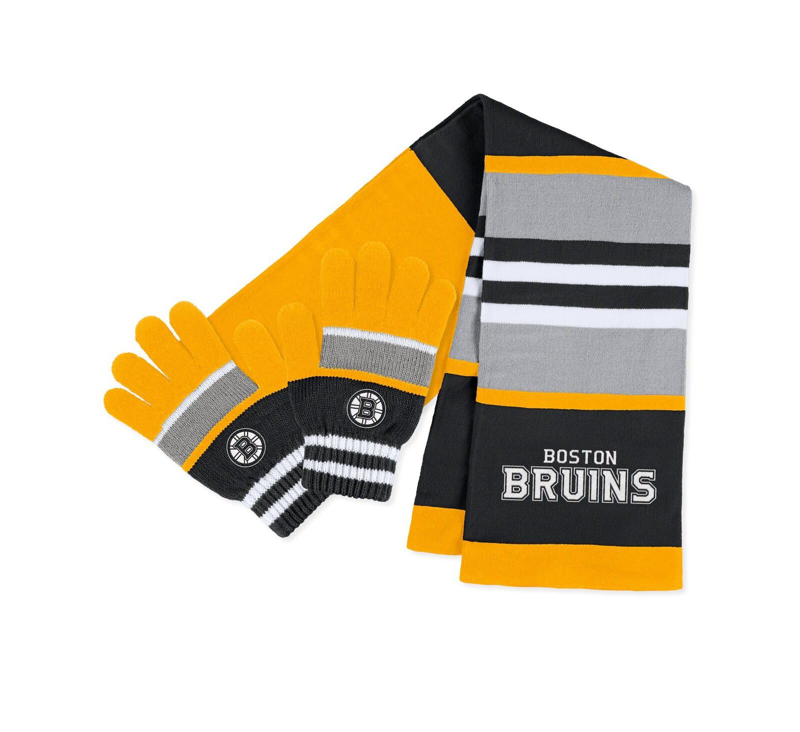 Женский набор WEAR by Erin Andrews Boston Bruins Stripe: перчатка и шарф