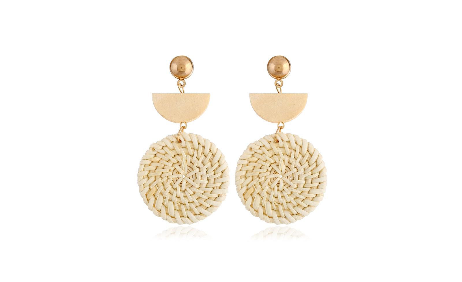 Серьги Dloria Rattan Organic Wooden Straw Weave