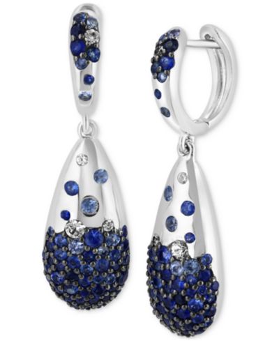 EFFY Collection серьги-подвески с голубым и белым сапфиром в серебре
