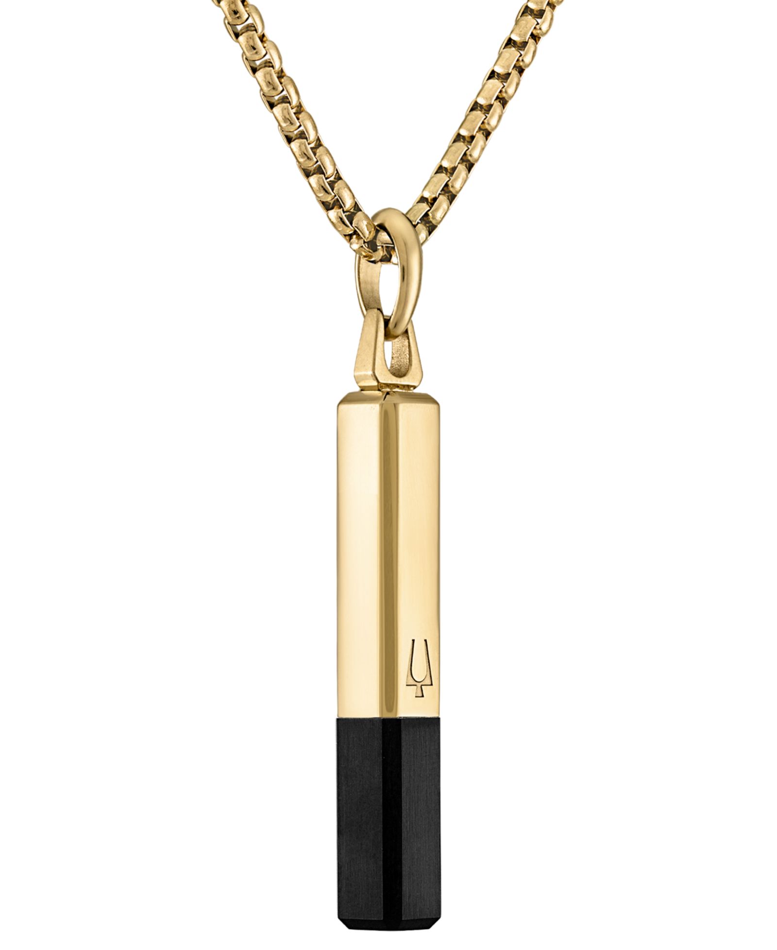 Подвеска Bulova Gold-Tone & Black IP Stainless Steel Black Spinel, 24" + 2" extender