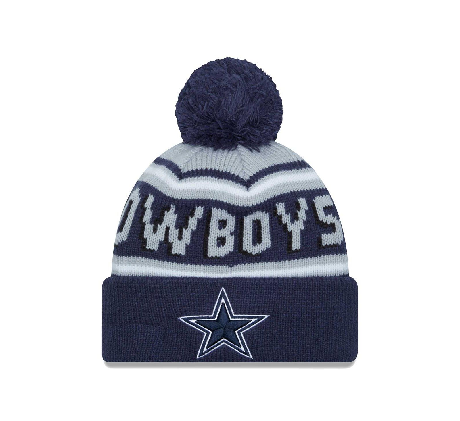 Men's New Era Navy Dallas Cowboys Main Cuffed Knit Hat with Pom