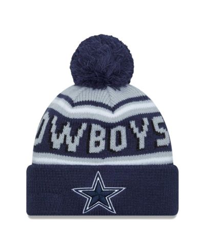 Мужская вязаная шапка New Era Navy Dallas Cowboys с помпоном