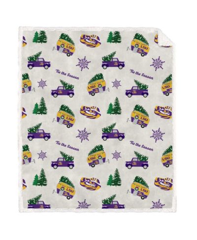 Фланелевый плед Pegasus LSU Tigers Holiday Truck Repeat 50" x 60" Sherpa Fleece
