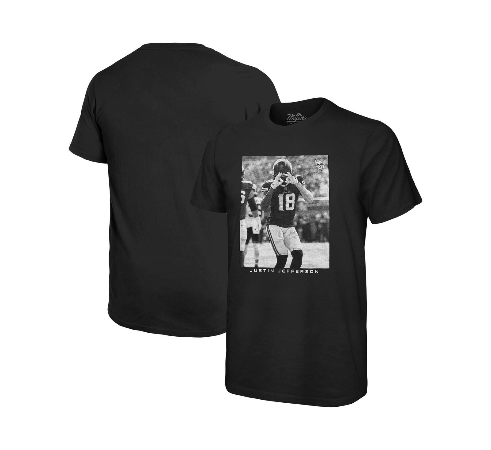 Мужская футболка Majestic Threads Justin Jefferson Black Minnesota Vikings Oversized