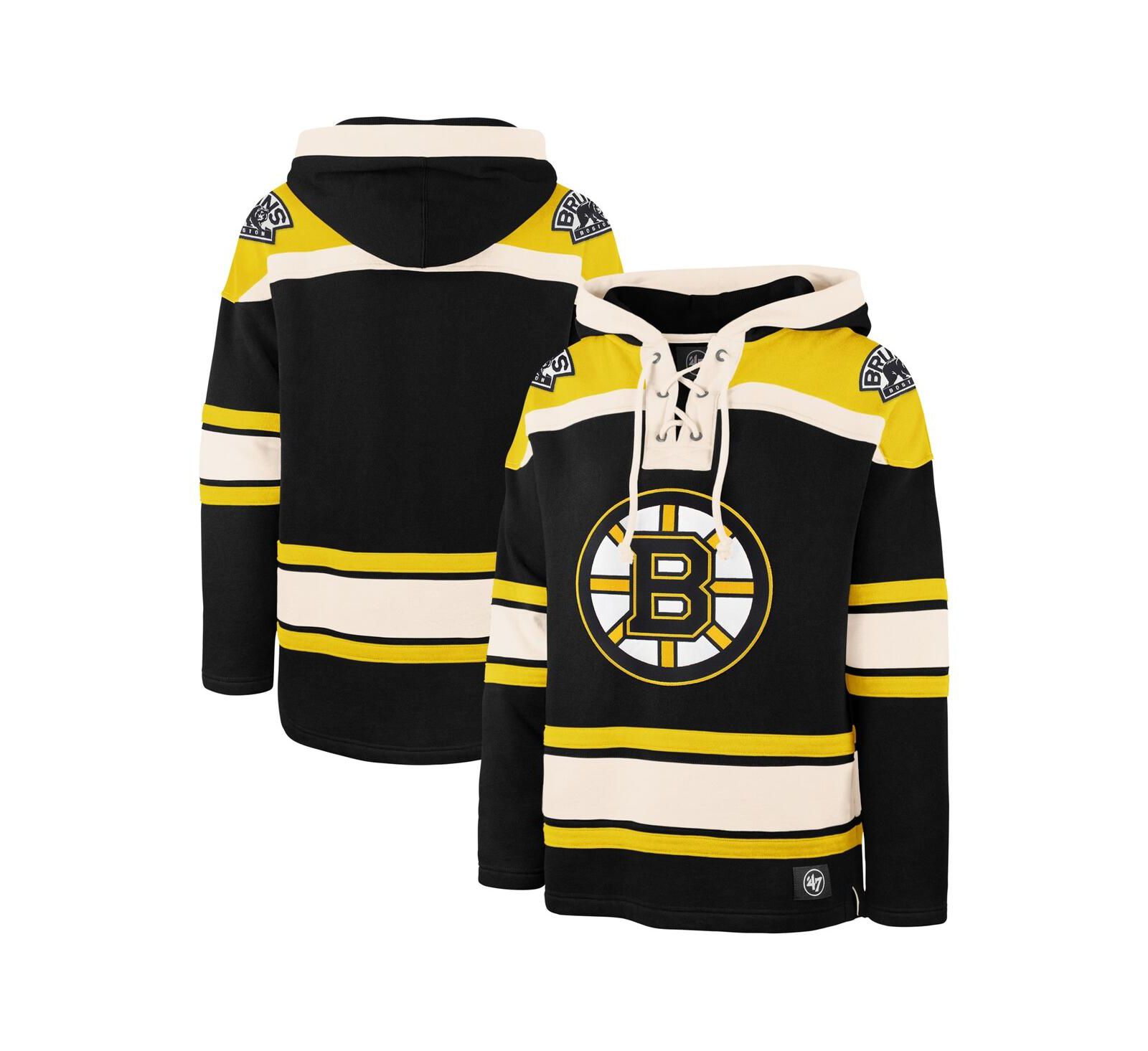 Мужское худи '47 Brand Black Boston Bruins Big and Tall Superior Lacer Pullover