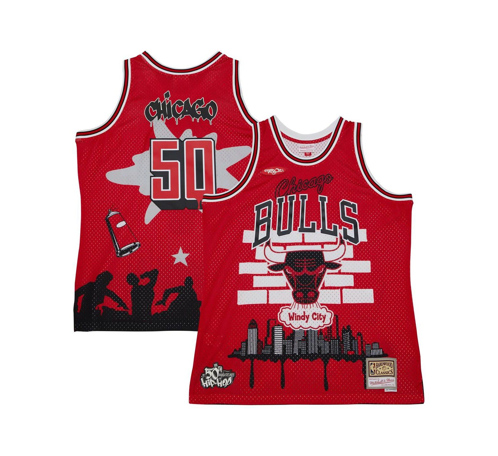 Мужская модная джерси Mitchell & Ness x Tats Cru Red Chicago Bulls Hardwood Classics