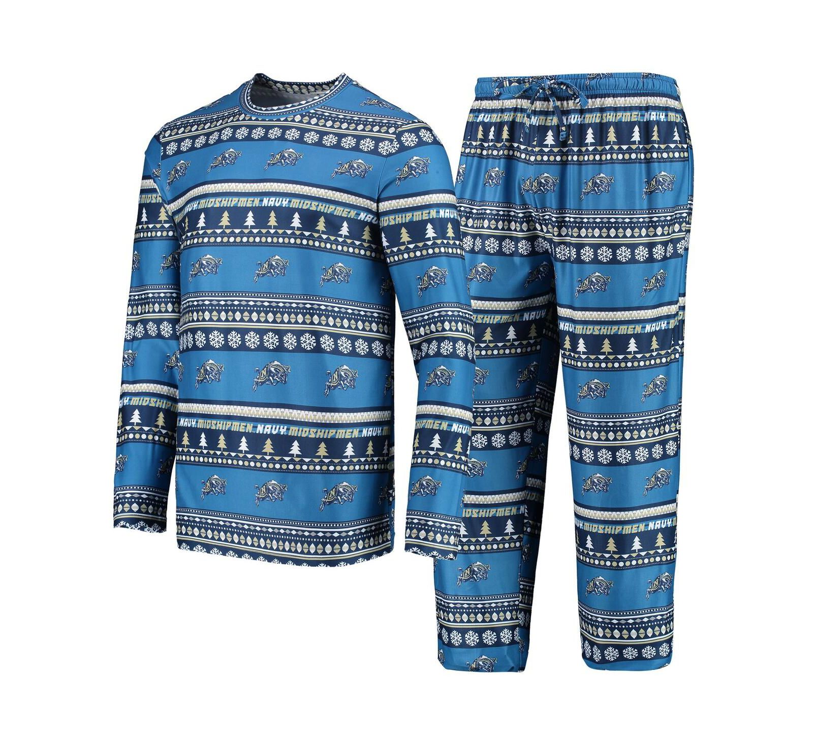 Men's Concepts Sport Navy Navy Midshipmen Ugly Sweater Long Sleeve T-shirt and Pants Sleep Set