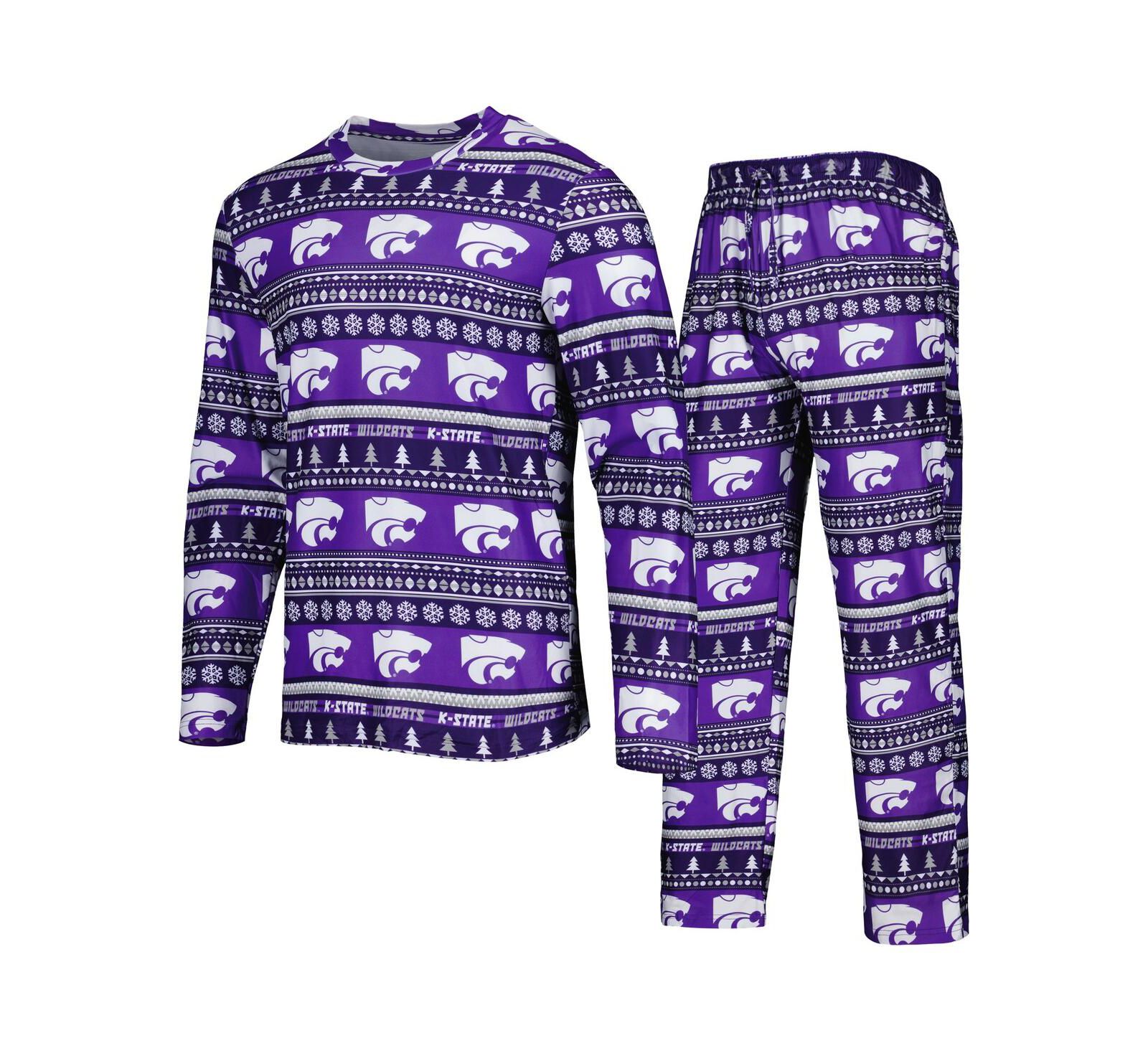 Men's Concepts Sport Purple Kansas State Wildcats Swivel Long Sleeve T-shirt and Pants Sleep Set
