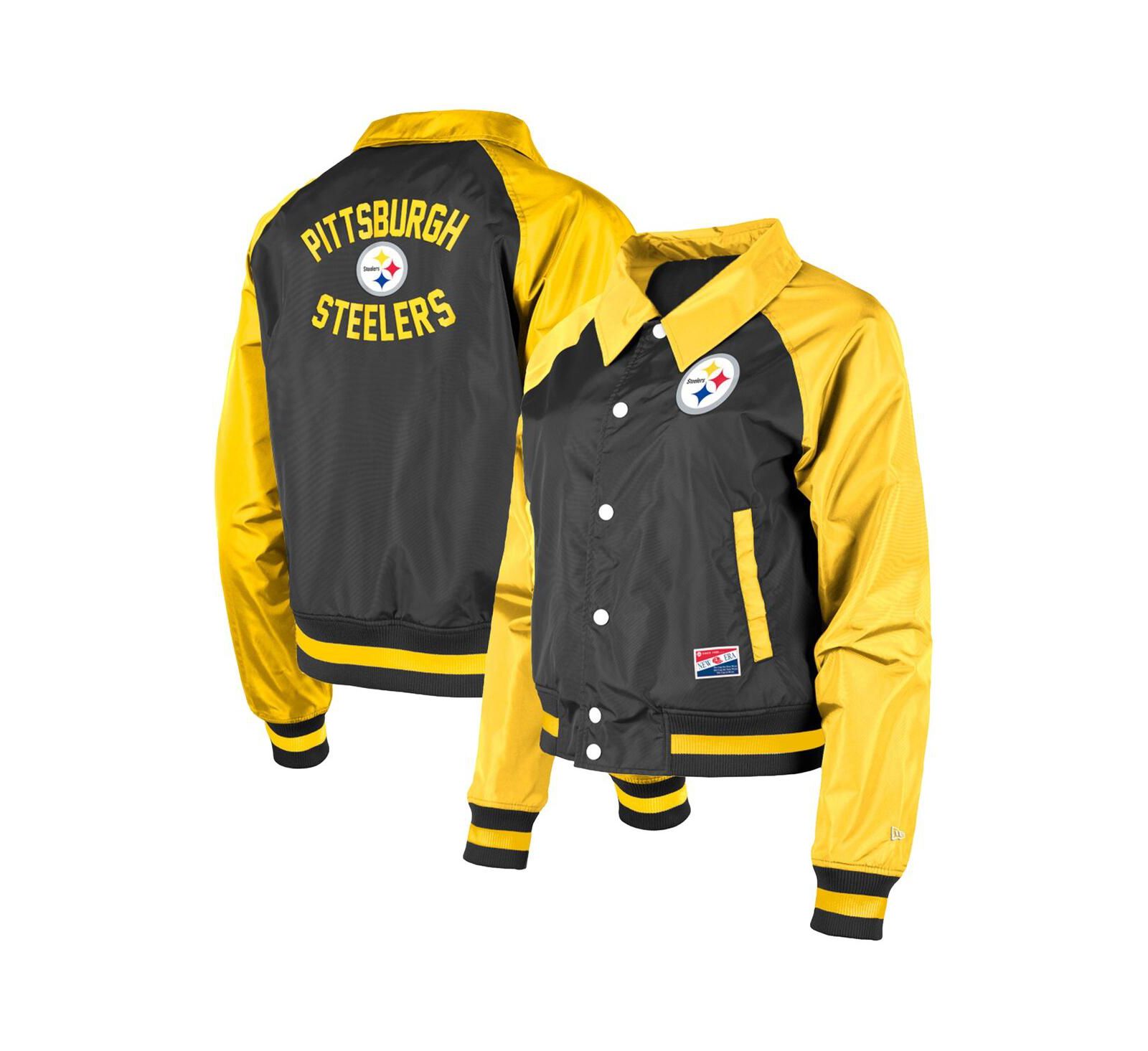 Женская куртка New Era Black Pittsburgh Steelers Coaches Raglan Full-Snap