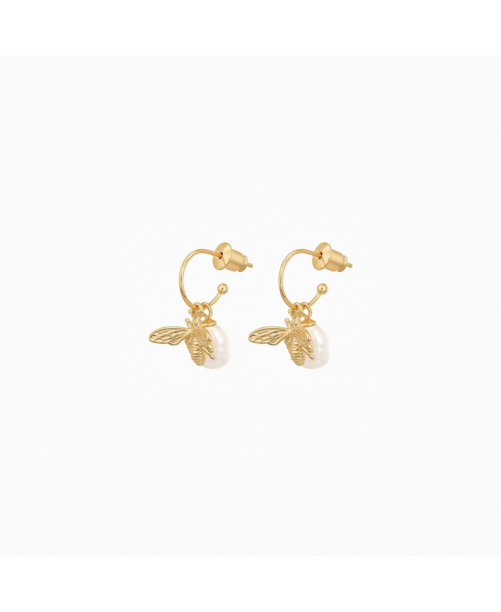Серьги с жемчугом Sterling Silver 18k Gold Plated Bee Pearl