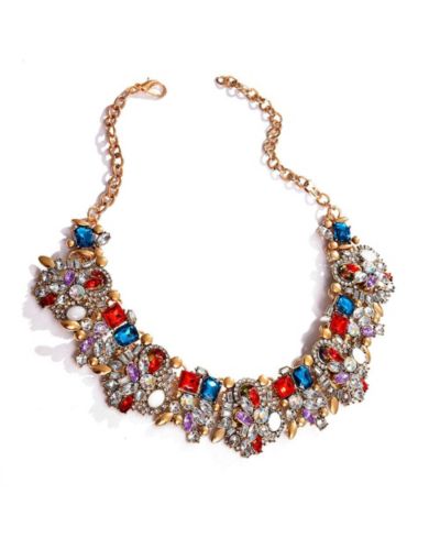 SOHI Women's Multicolour Stone Cluster Necklace