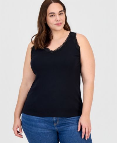 Style & Co Plus Size майка с кружевом