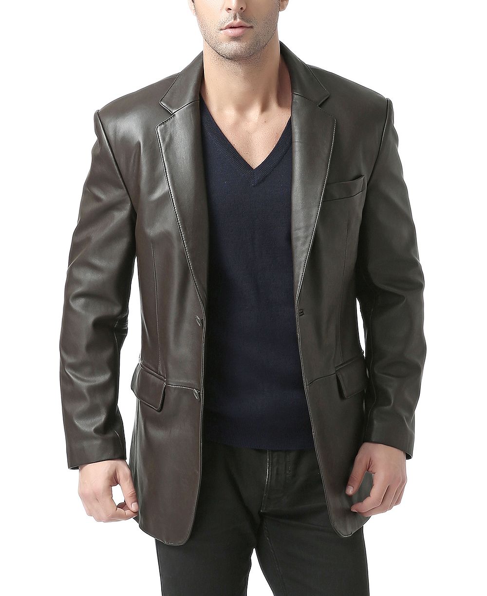 Мужской кожаный блейзер BGSD Classic Two-Button