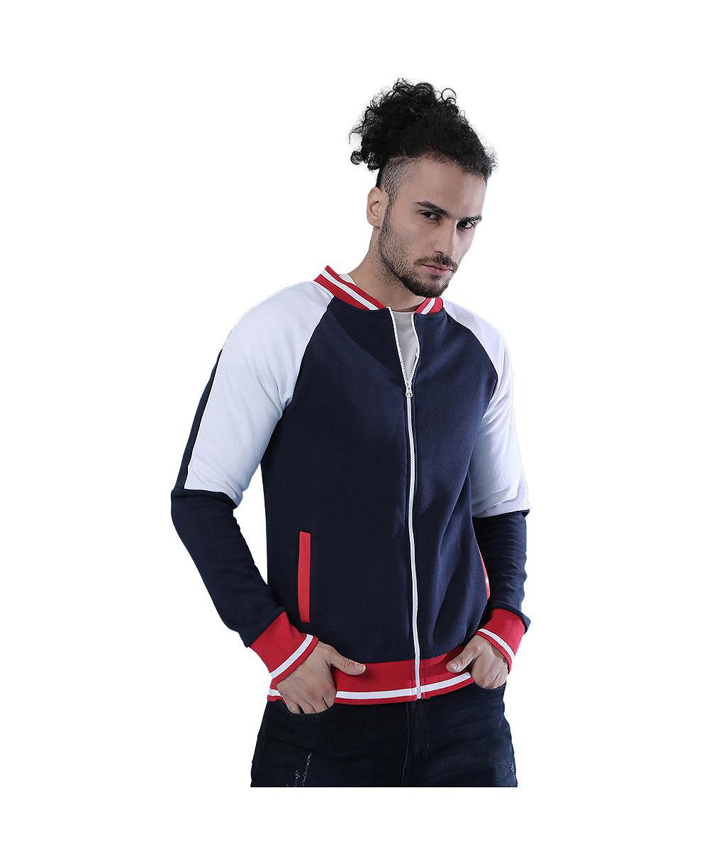 Cahoot Men's Campus Sutra Multicolor Zip-Front Jacket With Raglan Sleeve