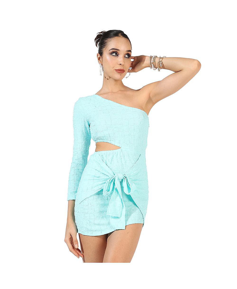 Campus Sutra Women's Light Blue Solid Cutout Dress