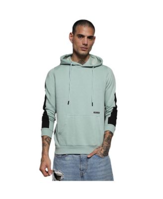 Худи Campus Sutra Men's Sage Green Pullover с контрастной спинкой