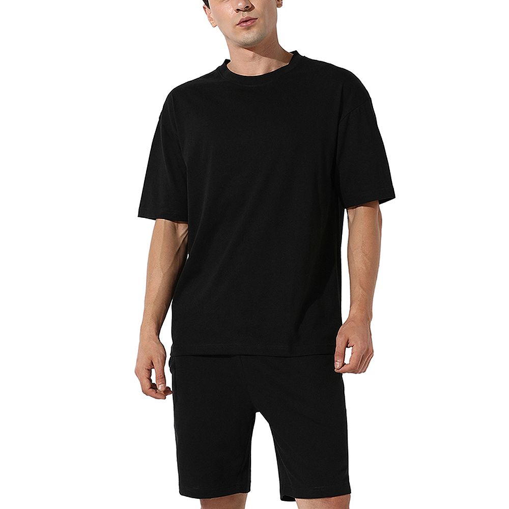 Cahoot Men's Campus Sutra Oversized Solid Black Casual Co-Ord Set