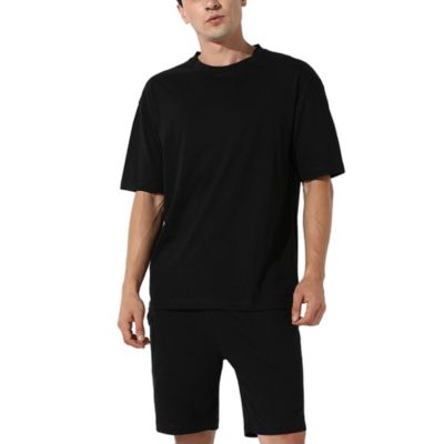 Cahoot Men's Campus Sutra Oversized Solid Black Casual Co-Ord Set