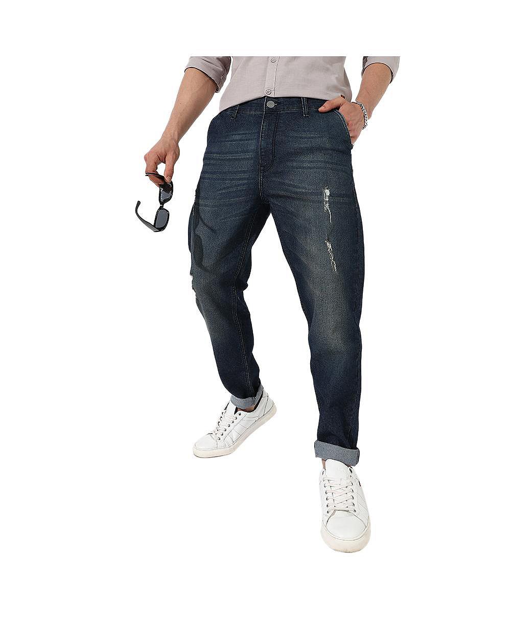 Cahoot Men's Dark-Wash Carrot Fit Denim Jeans