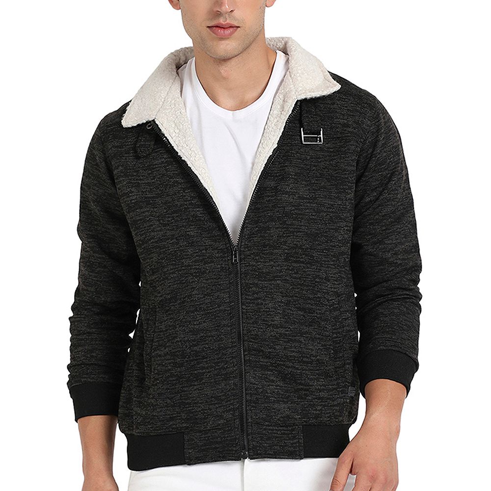 Cahoot Men's Charcoal Grey Heathered Jacket With Fleece Detail