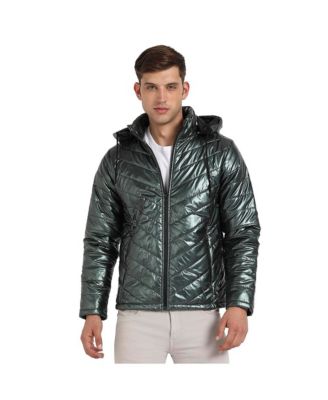 Cahoot Men's Campus Sutra Forest Green Zip-Front Quilted Puffer Jacket