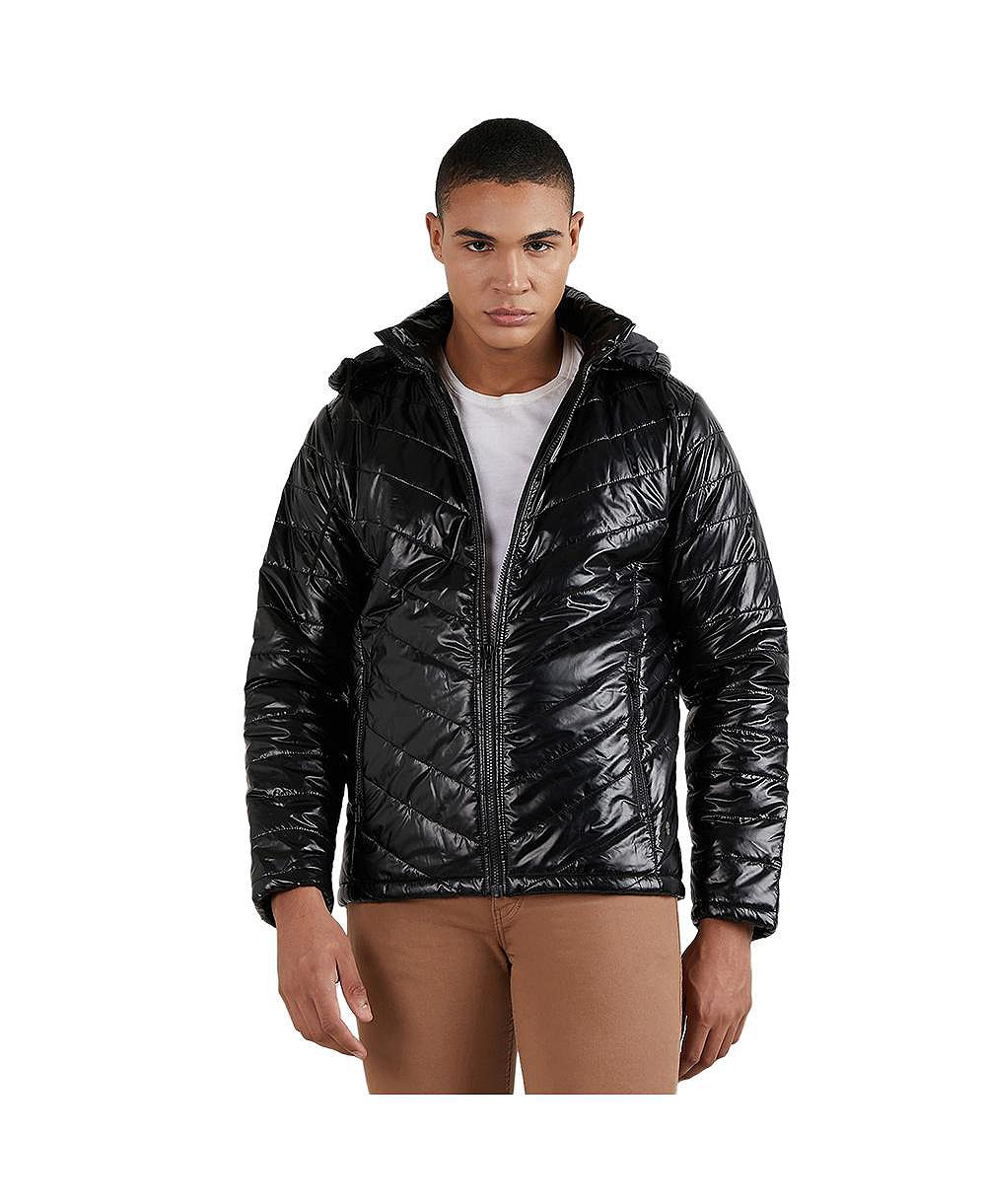 Cahoot Men's Black Zip-Front Quilted Puffer Jacket