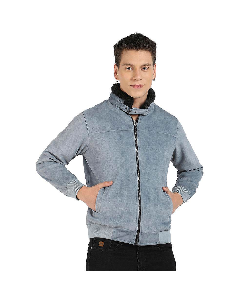 Cahoot Men's Grey Zip-Front Jacket With Fleece Detail