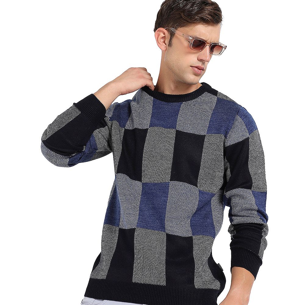 Мужской джемпер Campus Sutra Blue Block Check