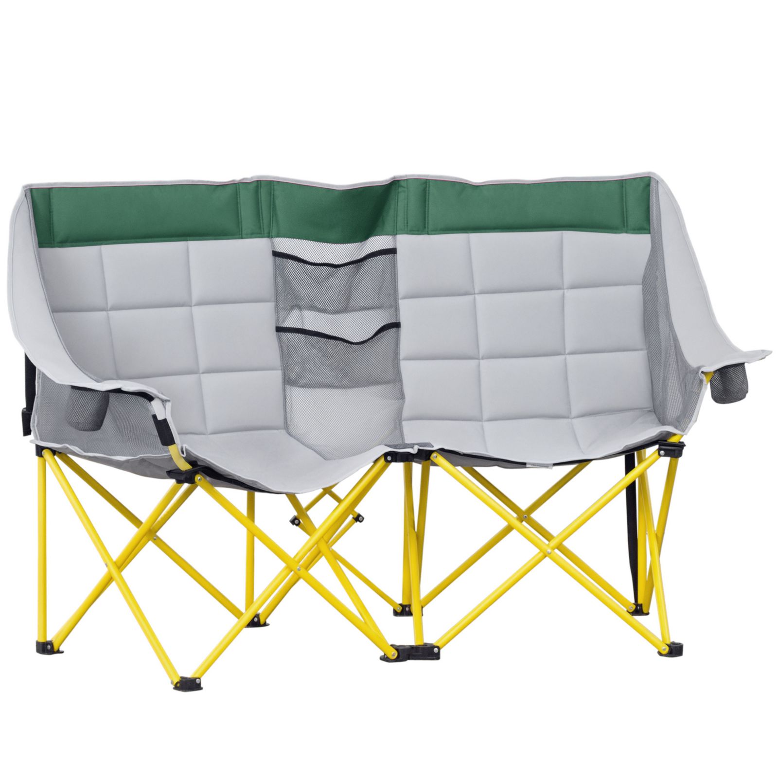 Outsunny Double Seat Camping Chair Folding Loveseat w/ Carry Bag