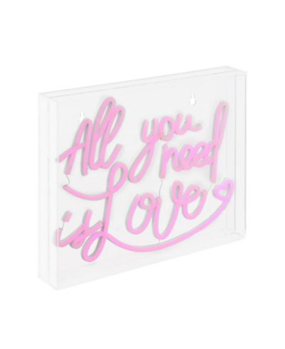 Jonathan Y All You Need Is Love Contemporary Glam Acrylic Box USB Operated LED Neon Light