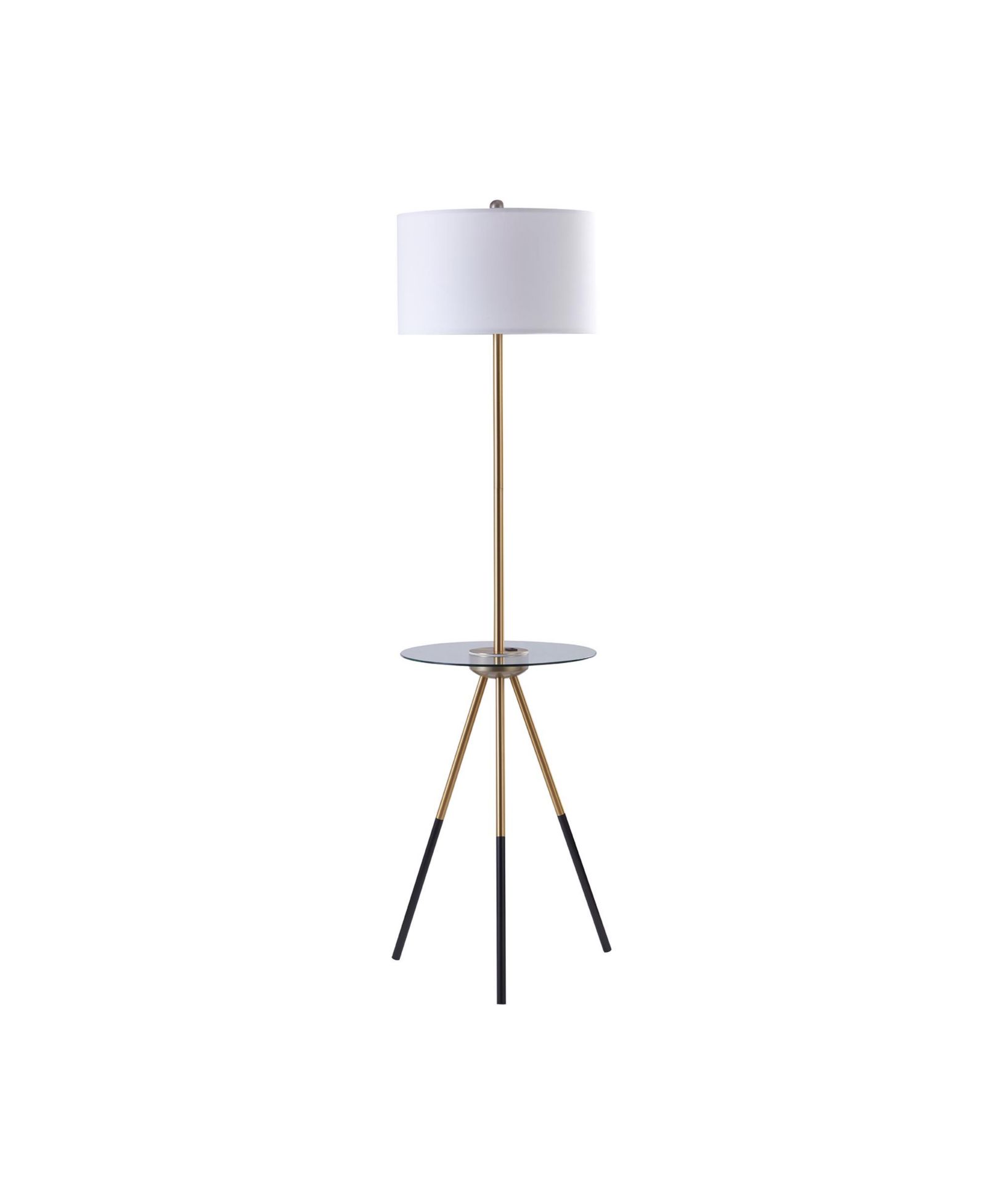 Team son Home Myra Floor Lamp with Glass Table and Built-In USB, Gold