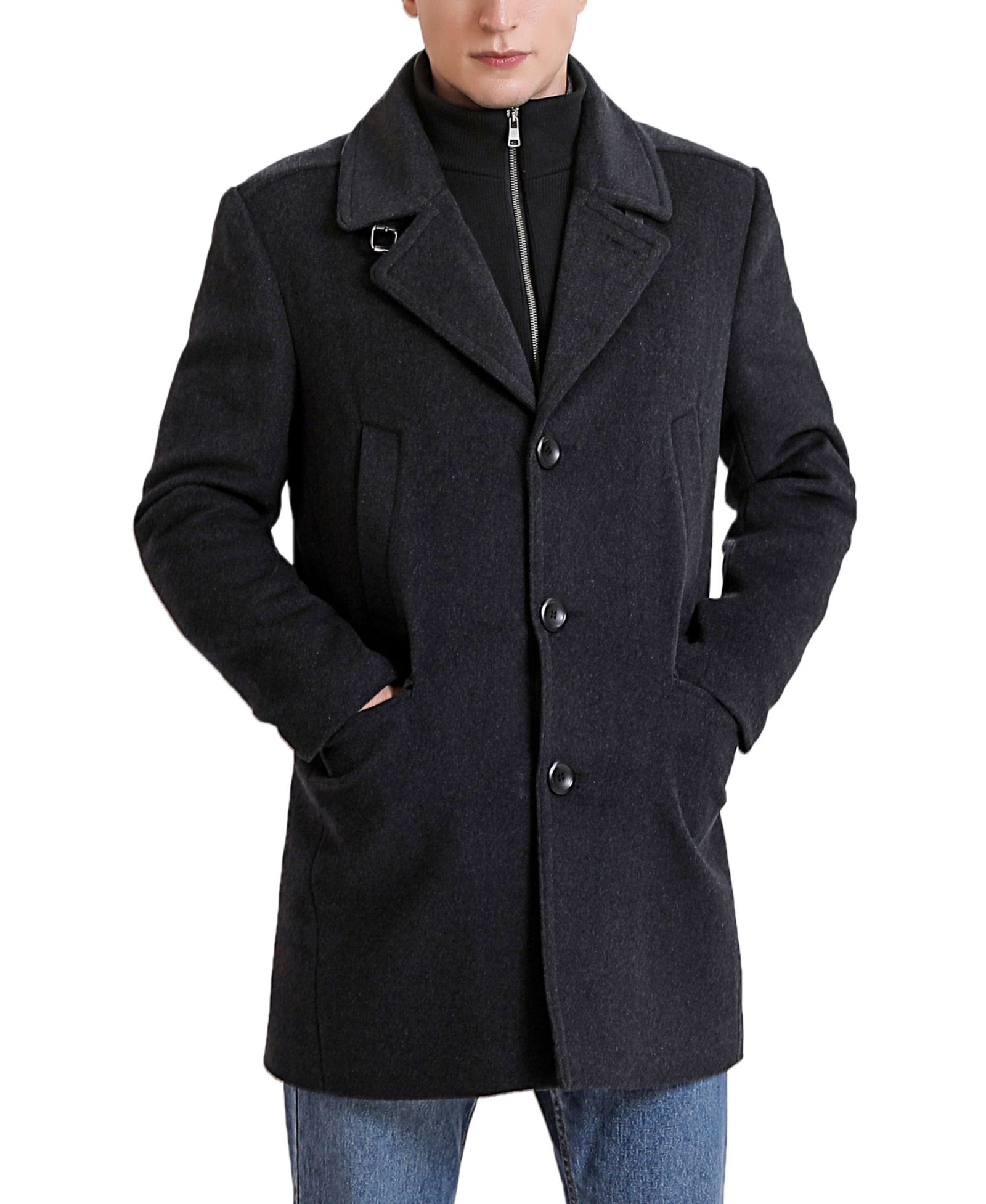 BGSD Men Steven Wool Blend Bibbed Walking Coat - Big and Tall