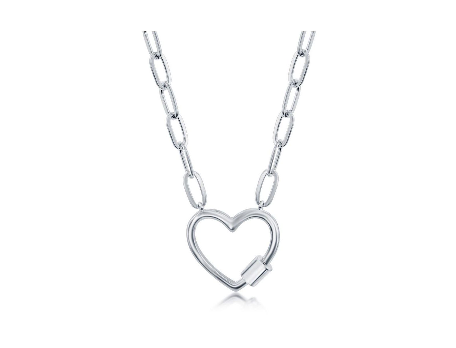 Ожерелье-подвеска Simona Sterling Silver Heart Carabiner Paperclip